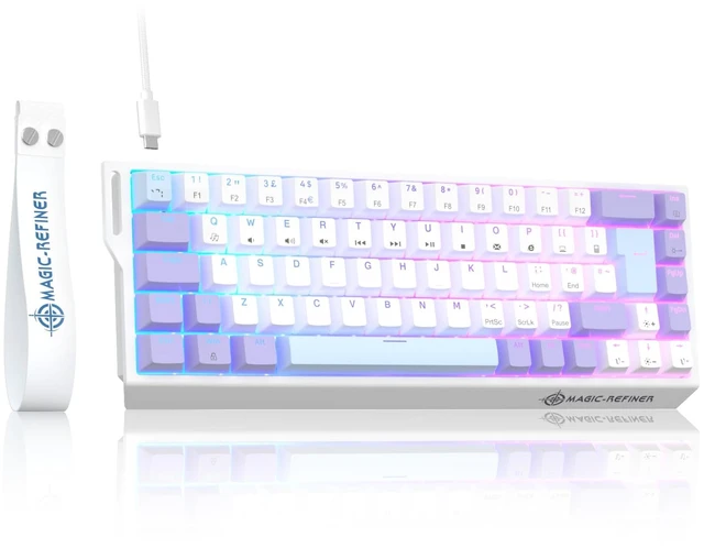 Main image of Magic-Refiner X68 HE 8KHz Rapid Trigger Mechanical Gaming Keyboard,60% Wired,Hall Effect Magnetic Switch,Adjustable Actuation,RGB Backlit,Snap Tap, RGB Backlit for PC/Mac, Purple&White