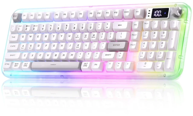 Main image of K98Pro Gaming Keyboard, Wireless Creamy Computer Keyboards(White) | Tri-Mode Bluetooth/2.4GHz/USB-C Membrane Keyboard TFT Screen,Volume Knob & Number Pad,RGB Backlit Keyboard for PC Game/Office