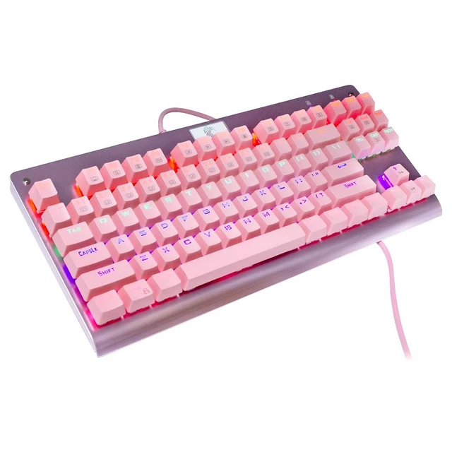 Alt view image 3 of 7 - MarsHopper Z-77 Tenkeyless Mechanical Keyboard 87 Keys, Pink Design, Linear Outemu Red Switches, Hot-Swappable, N-Key Rollover, 9 RGB Backlight Modes