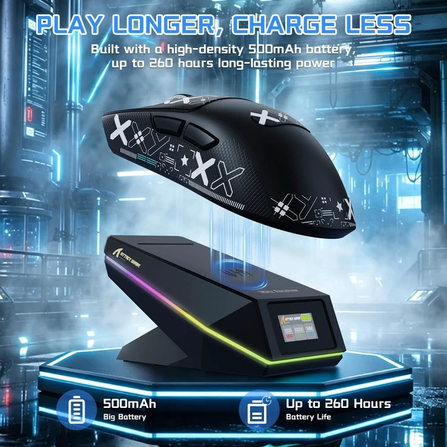 Alt view image 4 of 4 - V2 Wireless Gaming Mouse with Charging Dock-Black/Tape | Programmable RGB Magnetic TFT Display Dock,PAW3315,Tri-Mode 66g Lightweight,30K DPI,1KHz Polling,100M-Click for PC/Mac