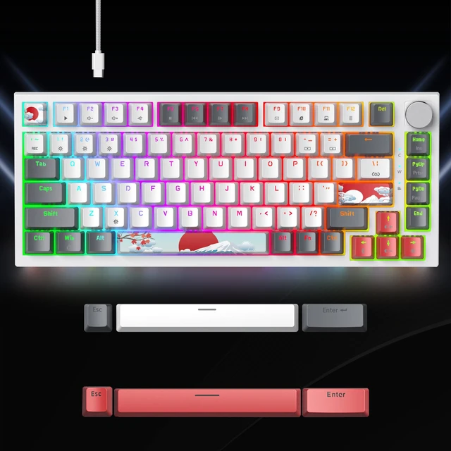 Alt view image 2 of 7 - kred 75% Percent Mechanical Keyboard with Knob, Gasket Mouted Wired TKL Gaming Keyboard 75 Percent Hot Swappable Programmable for Windows Laptop PC Gamer82 Grey