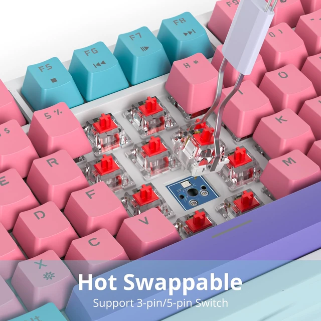 Alt view image 4 of 7 - 75% Mechanical Gaming Keyboard - Pink Gasket Mount TKL Keyboard, Wired, Custom Hot Swappable, RGB Backlit, for PC & Laptop Gamers