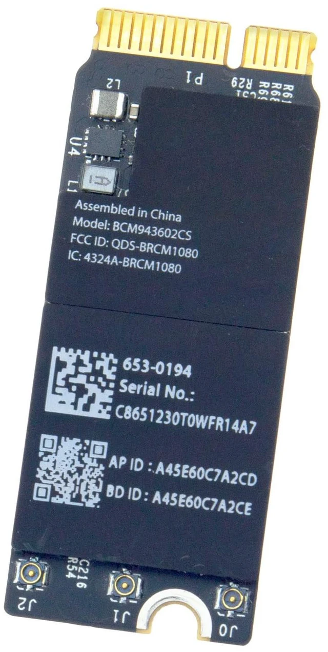 Alt view image 2 of 5 - Replacement Bluetooth 4.0 Bt Wireless WiFi Airport Card BCM943602CS BCM943602CSAX for MacBook Pro 13" or 15" Retina (2015) A1398 A1502 653-0194 802.11ac