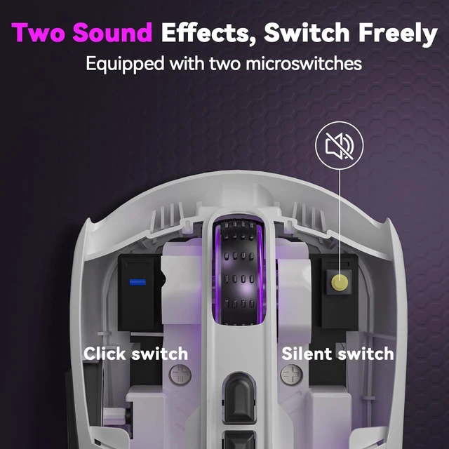 Alt view image 4 of 7 - SM802 Wireless Gaming Mouse,24,000 DPI Max,Tri-Mode 2.4GHz/BT/Wired USB Rechargeable Gamer Mouse with RGB,Programmable Macro Buttons,68g Lightweight Computer Mouse for Laptop/PC/Mac
