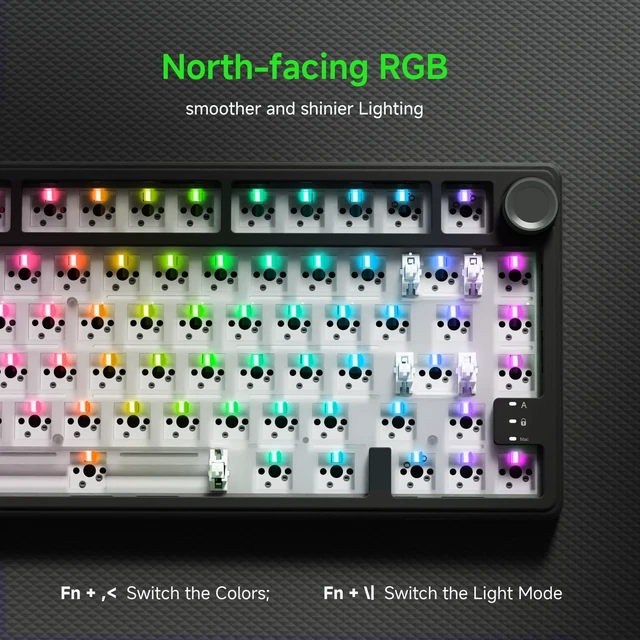 Alt view image 5 of 7 - R75 Wired Mechanical Gaming Keyboard, 75% Hot-Swap Mechanical Keyboard Volume Knob, Soft Pre-lubed Tactile Brown Switch