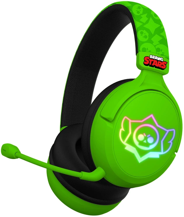 Main image of Brawl Stars Wireless Gaming Headset RGB Led for Consoles Pc Mobile | Brawl Stars licensed RGB LED wireless gaming headphones, Mic, PS5 PS4 Xbox Switch PC Smartphone Tablet compatible Skull Green