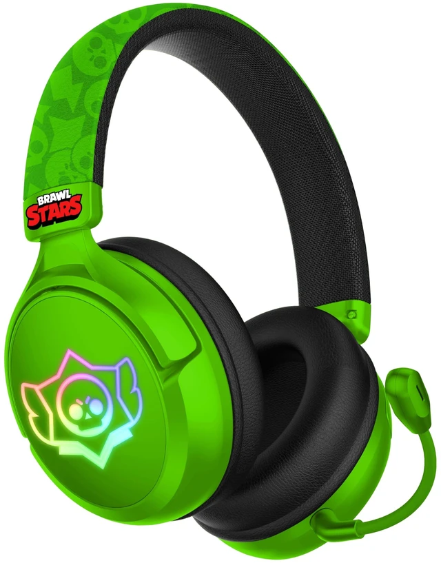 Alt view image 3 of 5 - Brawl Stars Wireless Gaming Headset RGB Led for Consoles Pc Mobile | Brawl Stars licensed RGB LED wireless gaming headphones, Mic, PS5 PS4 Xbox Switch PC Smartphone Tablet compatible Skull Green