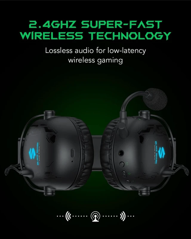 Alt view image 3 of 7 - Wireless Gaming Headset with Microphone, Bluetooth Xbox Headphone - Fast Connection, No Delay - 2.4GHz USB Headphone with Over Ear Memory Foam for PC, PS5, PS4, Xbox