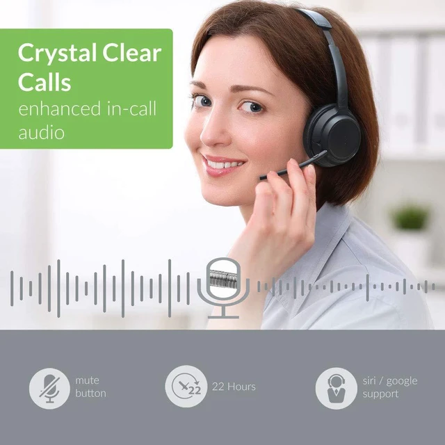 Alt view image 2 of 7 - AH6B - Bluetooth Headset with Detachable Microphone | Lightweight on-ear headset for office or home with 22-hour battery, soft.