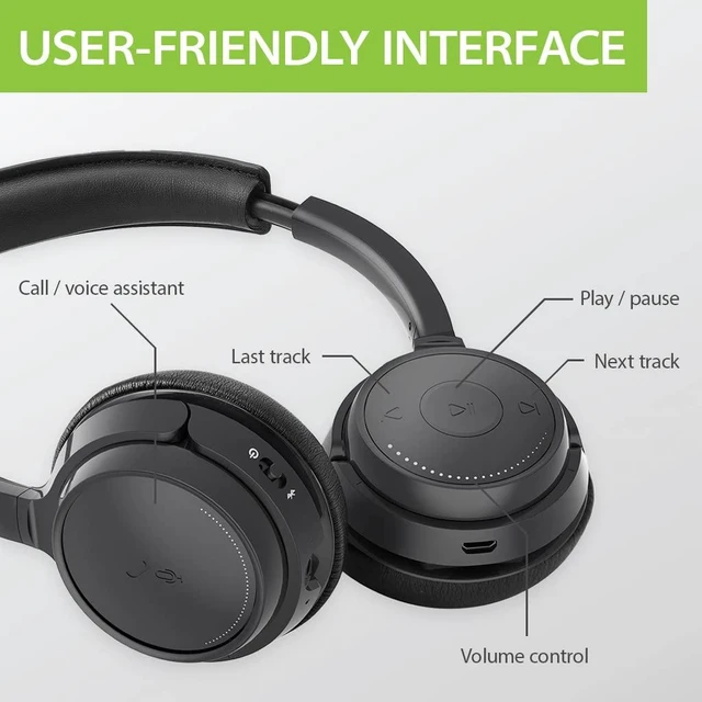 Alt view image 5 of 7 - AH6B - Bluetooth Headset with Detachable Microphone | Lightweight on-ear headset for office or home with 22-hour battery, soft.