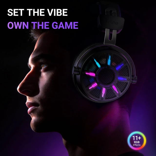Alt view image 5 of 7 - Wired USB Gaming Headset with Open Back Design, Breathable Mesh Fabric, 7.1 Surround Sound, Vibrant RGB, in-line Control Box, Over-Ear Headphone with Mic for PC, PS5/PS4, Laptop, Mac - H19BP
