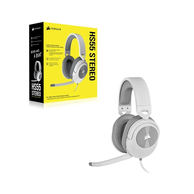 Alt view image 7 of 7 - HS55 Stereo Gaming Headset (Leatherette Memory Foam Ear Pads, Lightweight, Omni-Directional Microphone, PC, Mac, PS5/PS4, Xbox Series X | S, Nintendo Switch, Mobile Compatibility) White