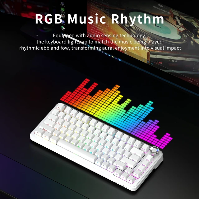 Alt view image 7 of 7 - AK820 Max HE Gaming Magnetic Keyboard Switch Magnetic Hot Swappable Adjustable Actuation Rapid Trigger Mode 8000mAh RGB Wireless Bluetooth 75% White Keyboards