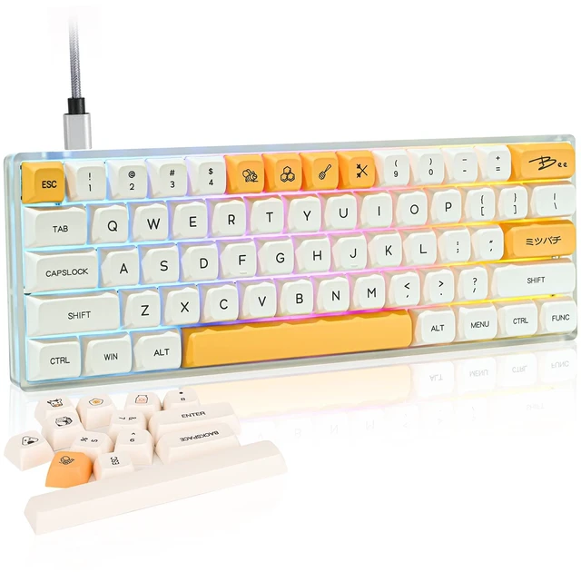 Main image of GK61 60% Wired Mechanical Gaming Keyboard for PC Gaming | Hot Swappable Optical Red Switch NKRO RGB Quiet