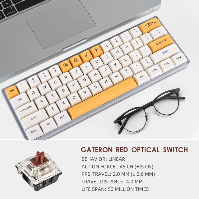 Alt view image 2 of 6 - GK61 60% Wired Mechanical Gaming Keyboard for PC Gaming | Hot Swappable Optical Red Switch NKRO RGB Quiet