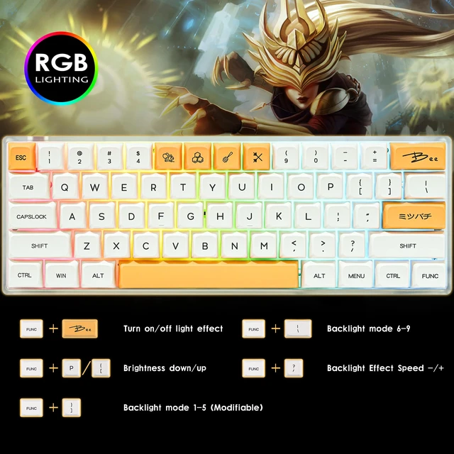 Alt view image 4 of 6 - GK61 60% Wired Mechanical Gaming Keyboard for PC Gaming | Hot Swappable Optical Red Switch NKRO RGB Quiet
