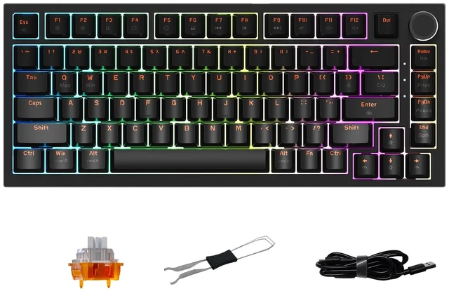 Main image of HE82 Mechanical Gaming Keyboard Wired with Multi-Function Knob, Hall Effect Magnetic Switches, Adjustable Actuation, Hyper Trigger, 8KHz Polling Rate Custom Driver for PC/Mac/Laptop