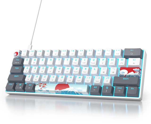 Main image of RGB Mechanical Keyboard 60 Percent Red Switches | Ultra-Compact Mini Wired Gaming Keybaord with Backlit PBT Dye-Sub Keycaps for Win/Mac/PC (White/Red Switch)