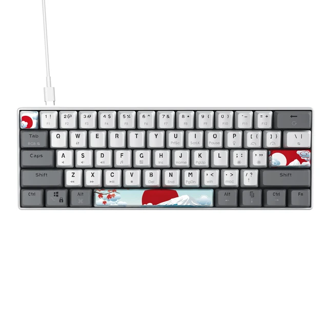 Alt view image 7 of 7 - RGB Mechanical Keyboard 60 Percent Red Switches | Ultra-Compact Mini Wired Gaming Keybaord with Backlit PBT Dye-Sub Keycaps for Win/Mac/PC (White/Red Switch)