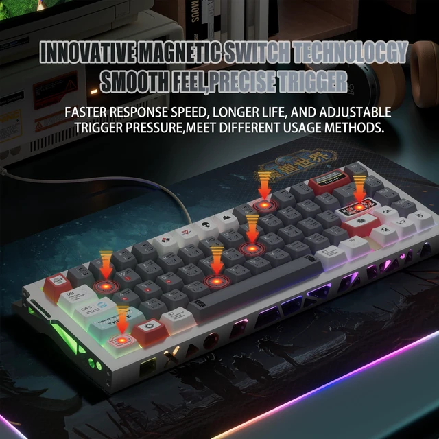 Alt view image 6 of 7 - KY67 Pro Gaming Keyboard, 65% RGB Hall Effect Keyboard, 67 Keys with Gateron Magnetic Switches, Rapid Trigger, Adjustable Actuation