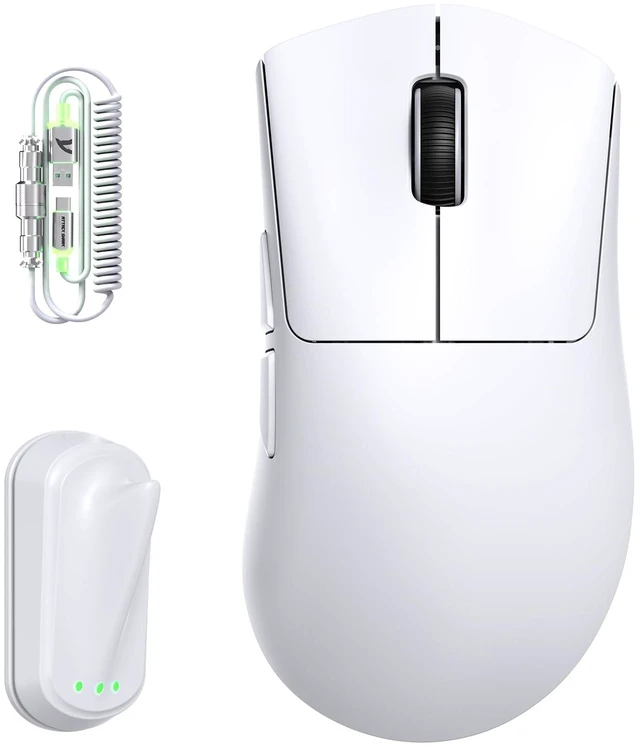 Main image of V8 8000Hz Wireless Gaming Mouse, 59g Lightweight, White | BT/2.4G Wireless/Wired Mouse, PixArt PAW3950MAX Gaming Sensor,42000 DPI,20000 FPS,Coiled Cable,Office Mice for PC/Win/Mac
