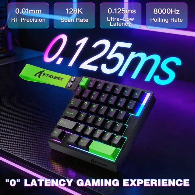 Alt view image 5 of 7 - Attack Shark M36 HE One-Handed Wired Hall Effect Keyboard, 8K Polling & 0.125ms, Adjustable Trigger, Hot-Swappab, PBT Keycap, RGB, Web Driver Support, Gaming Keyboard for PC/Gamer Black