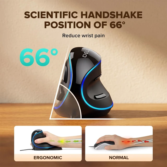 Alt view image 2 of 7 - Wired Ergonomic Vertical Mouse,Blue Backlit, for Large Hands (M618PU) | Up to 12800 DPI, Removable Wrist Rest, 6 Programmable Buttons, Silent Click, Compatible with Laptop/PC (Wired)