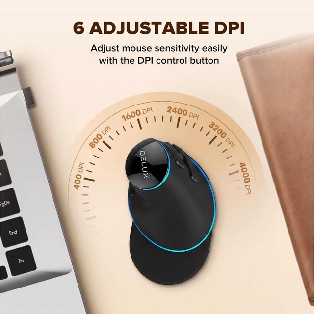 Alt view image 4 of 7 - Wired Ergonomic Vertical Mouse,Blue Backlit, for Large Hands (M618PU) | Up to 12800 DPI, Removable Wrist Rest, 6 Programmable Buttons, Silent Click, Compatible with Laptop/PC (Wired)