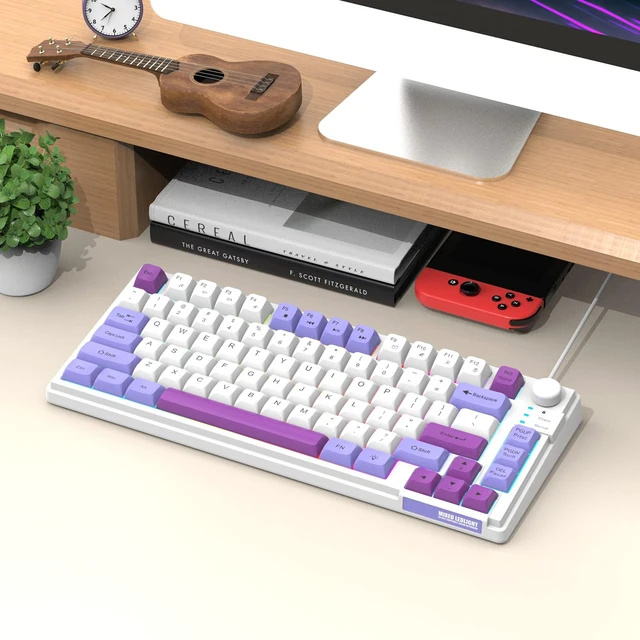 Alt view image 3 of 4 - Wired Gaming Keyboard with Colorful Light 81 Keys Volume Knob Adjustable Bracket Multimedia Function Ergonomic Design for PC Computer Laptop Tablet
