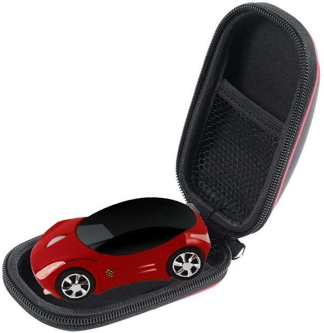 Main image of Space Wireless 3D Sports Car Shape Ergonomic Optical Mini Mouse for Kids & Laptop PC with Case (Red)