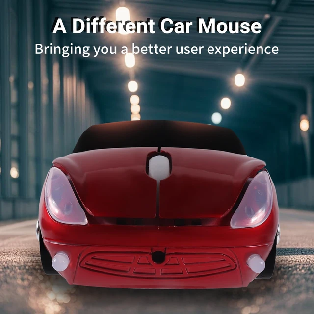 Alt view image 4 of 7 - Space Wireless 3D Sports Car Shape Ergonomic Optical Mini Mouse for Kids & Laptop PC with Case (Red)