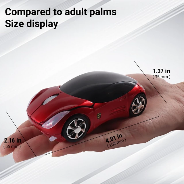 Alt view image 6 of 7 - Space Wireless 3D Sports Car Shape Ergonomic Optical Mini Mouse for Kids & Laptop PC with Case (Red)