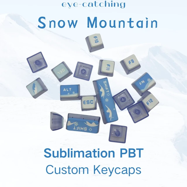 Alt view image 3 of 7 - Blue Pudding Keycaps, Custom Shine Through Keycaps for Mechanical Gaming Keyboard, Compatible with 100%, 95%, 80%, 75%, 65%, 60% Keyboards (Snow Mountain)