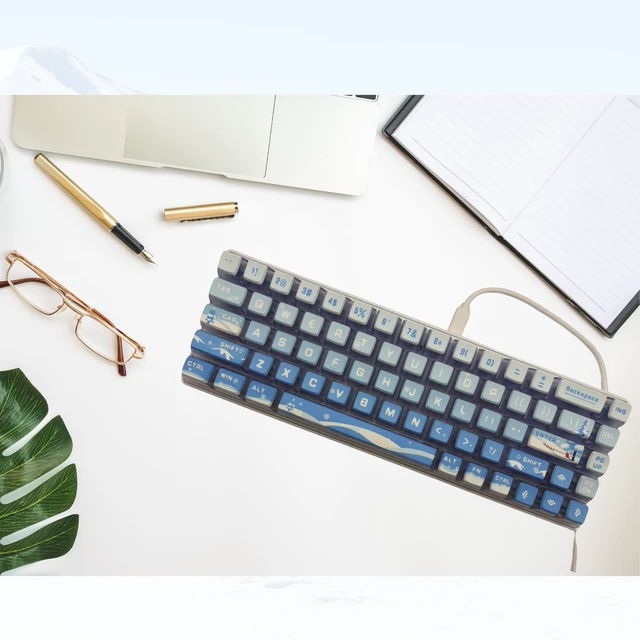 Alt view image 4 of 7 - Blue Pudding Keycaps, Custom Shine Through Keycaps for Mechanical Gaming Keyboard, Compatible with 100%, 95%, 80%, 75%, 65%, 60% Keyboards (Snow Mountain)