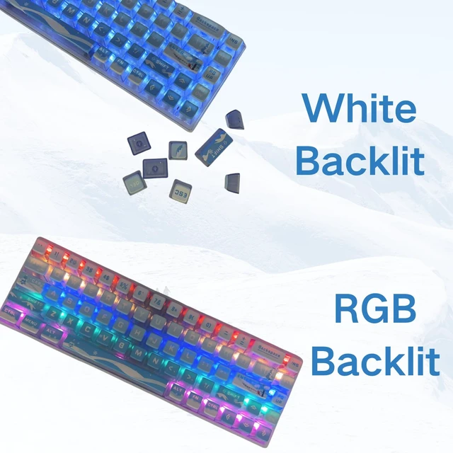 Alt view image 5 of 7 - Blue Pudding Keycaps, Custom Shine Through Keycaps for Mechanical Gaming Keyboard, Compatible with 100%, 95%, 80%, 75%, 65%, 60% Keyboards (Snow Mountain)