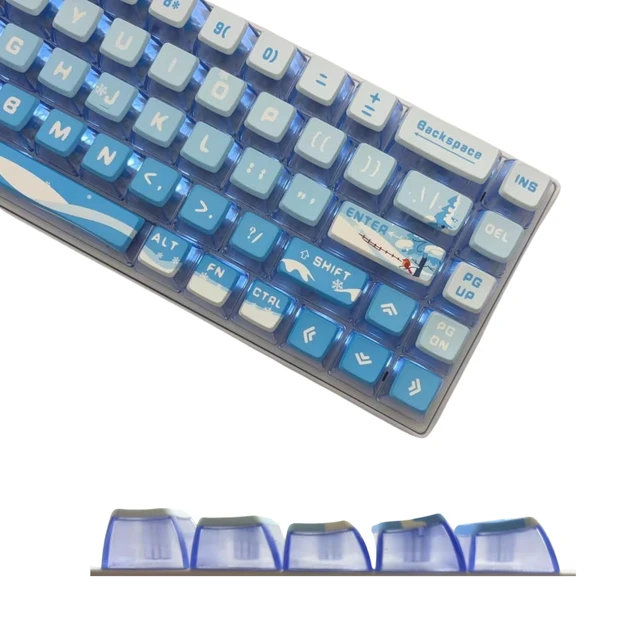 Main image of Blue Pudding Keycaps, Custom Shine Through Keycaps for Mechanical Gaming Keyboard, Compatible with 100%, 95%, 80%, 75%, 65%, 60% Keyboards (Snow Mountain)