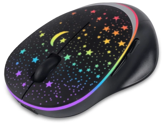 Main image of Wieless Gaming Mouse, Dual-Mode Type-C Rechargeable 2.4G Wireless Mouse with Colorful Starry Sky Light Effect,Ergonomic Optical Mouse for Laptop,PC,Computer,Notebook (Black)