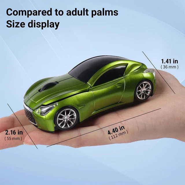 Alt view image 6 of 6 - Space Wireless Mini Mouse with Case - Cute Sports Car Shape, Lightweight & Portable, 10m Range, Plug and Play (Green)