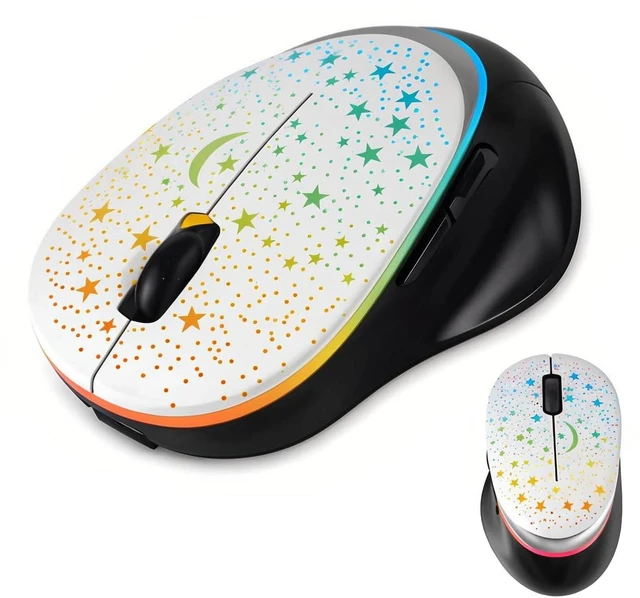 Main image of Space Bluetooth Wireless Mouse with Starry Sky RGB Backlight& Gradient Breathing Light - Ergonomic Dual Mode Rechargeable Mouse, Type-C Charging - Perfect for Office, Gaming & Travel (White)