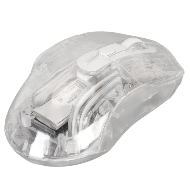 Alt view image 2 of 7 - Transparent Gaming Mouse, 3-Mode (USB/2.4G/Bluetooth) Wireless RGB Mouse with 5 Adjustable DPI (1200-3600), 7 Silent s, for PC, Laptop, Tablet, Smart TV - White