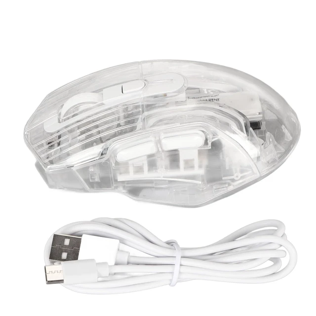 Alt view image 6 of 7 - Transparent Gaming Mouse, 3-Mode (USB/2.4G/Bluetooth) Wireless RGB Mouse with 5 Adjustable DPI (1200-3600), 7 Silent s, for PC, Laptop, Tablet, Smart TV - White