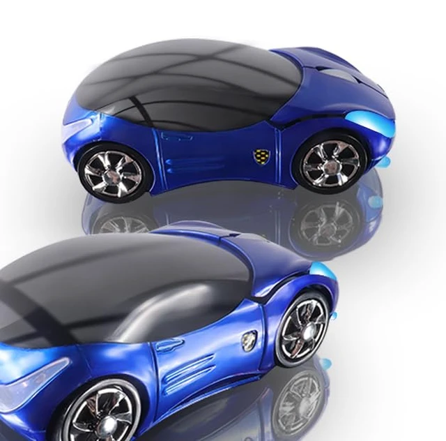 Alt view image 2 of 7 - Space Wireless 3D Sports Car Shape Ergonomic Optical Mouse, Mini for Kids, Computer Mouse for Laptop PC with Case (Blue)