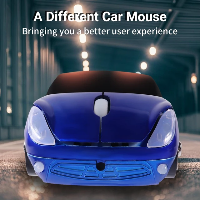 Alt view image 4 of 7 - Space Wireless 3D Sports Car Shape Ergonomic Optical Mouse, Mini for Kids, Computer Mouse for Laptop PC with Case (Blue)