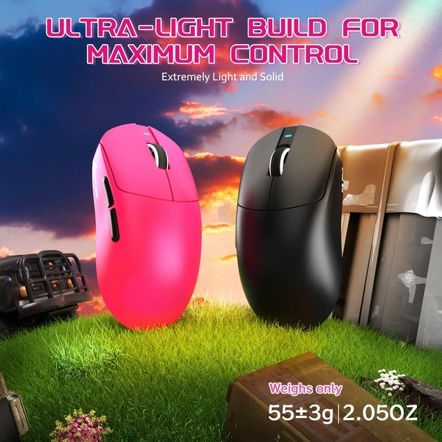 Alt view image 3 of 7 - Shark X8 Plus Wireless Gaming Mouse,Tri-Mode Connection,40000 DPI Ultra Lightweight,PAW3395PRO Sensor,150h Battery Life,5 programmable Buttons for Windows/Mac/Linux/XP-Red