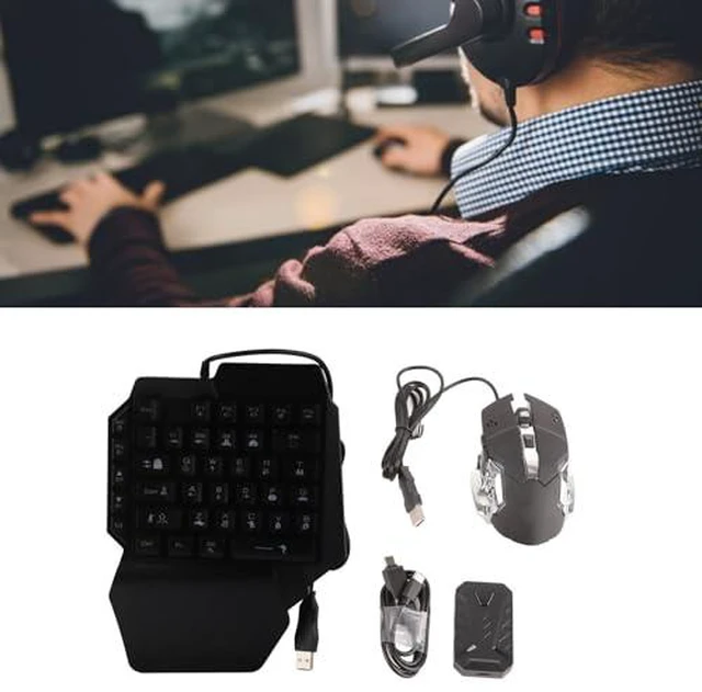 Alt view image 3 of 7 - Handed RGB Gaming Keyboard and Backlit Mouse Combo, USB Wired Half Hand Gaming Keyboard with Converter for PC Games, Compact Gaming Keyboard Mouse Set for Computer Laptop