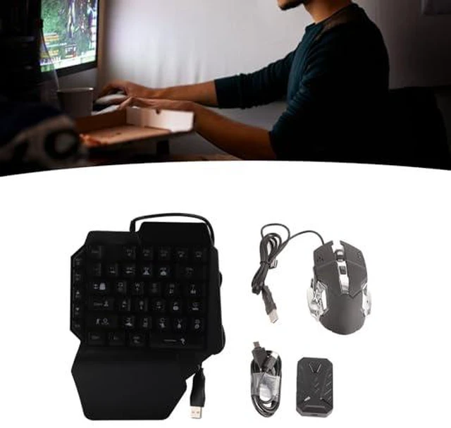 Alt view image 4 of 7 - Handed RGB Gaming Keyboard and Backlit Mouse Combo, USB Wired Half Hand Gaming Keyboard with Converter for PC Games, Compact Gaming Keyboard Mouse Set for Computer Laptop