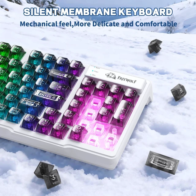 Alt view image 3 of 7 - M95 Transparent Membrane Keyboard with Clear Keycap,Wired Gaming Keyboard with RGB Backlit, 94 Silent Keys with Mechanical Feeling,26-Key Anti-ghosting,for Mac/Windows -Black