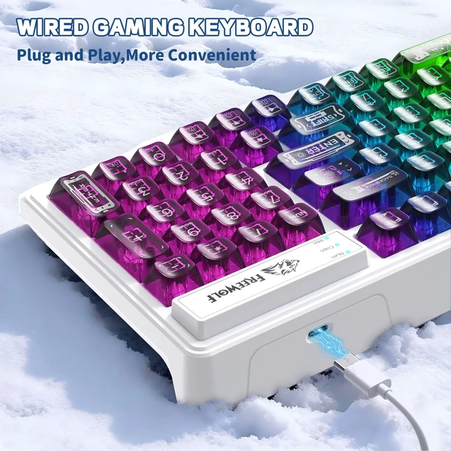Alt view image 4 of 7 - M95 Transparent Membrane Keyboard with Clear Keycap,Wired Gaming Keyboard with RGB Backlit, 94 Silent Keys with Mechanical Feeling,26-Key Anti-ghosting,for Mac/Windows -Black
