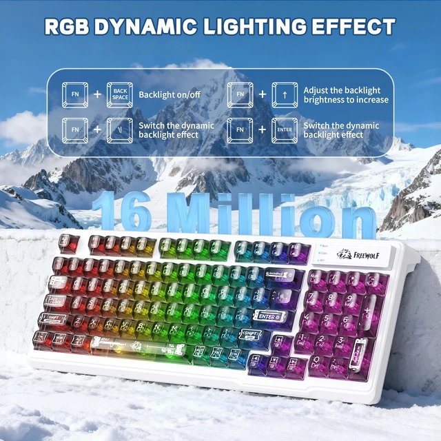 Alt view image 5 of 7 - M95 Transparent Membrane Keyboard with Clear Keycap,Wired Gaming Keyboard with RGB Backlit, 94 Silent Keys with Mechanical Feeling,26-Key Anti-ghosting,for Mac/Windows -Black