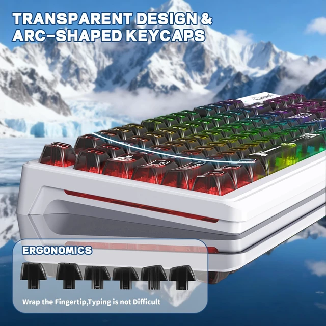 Alt view image 6 of 7 - M95 Transparent Membrane Keyboard with Clear Keycap,Wired Gaming Keyboard with RGB Backlit, 94 Silent Keys with Mechanical Feeling,26-Key Anti-ghosting,for Mac/Windows -Black